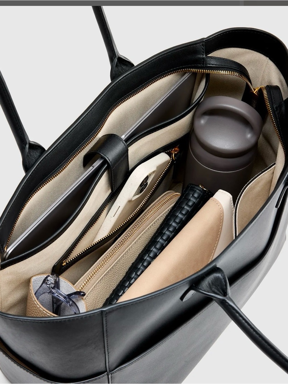 Quince Hudson Black Leather Tote Bag - Black - Picture 3 of 4